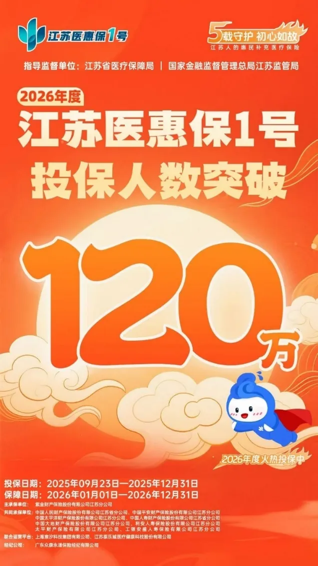 江苏医惠保1号：2026年度惠民升级！30元解锁双重医疗保障